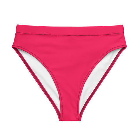 Summer Bright Cherry Pink cheeky high-waisted bikini bottom (Recycled, Eco)