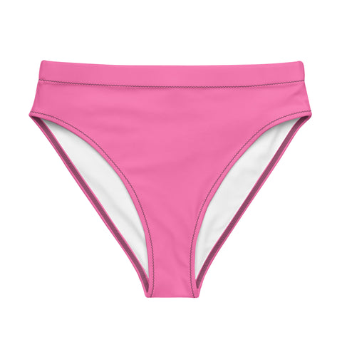 Summer Bright Candy Pink cheeky high-waisted bikini bottom (Recycled, Eco)