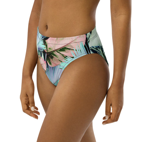 Striped Jungle cheeky high-waisted bikini bottom (Recycled, Eco)