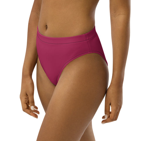 Messy Magenta Maroon Pink cheeky high-waisted bikini bottom (Recycled, Eco)