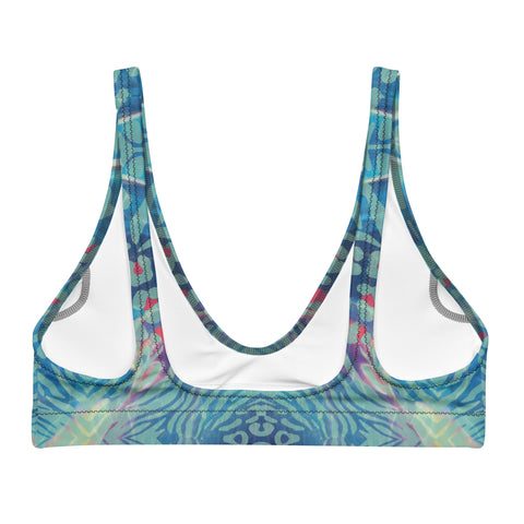 Psychedelic Tiger & Leopard padded bikini top (recycled, eco)