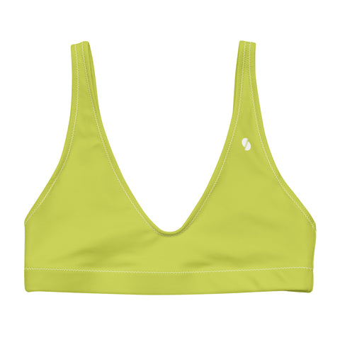 Psychedelic Jungle Neon padded bikini top (solid lime)