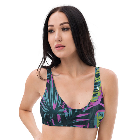 Psychedelic Jungle Neon padded bikini top