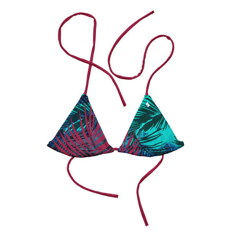 Messy Magenta tropical string bikini top (recycled, eco)