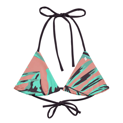 Psychedelic Jungle Mint & Coral string bikini top (recycled, eco)