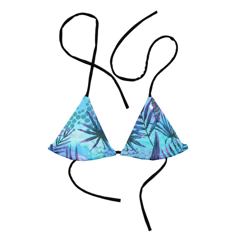 Teal Surfing Dreams string bikini top