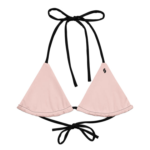 Striped Jungle string bikini top (solid light pink w/black)