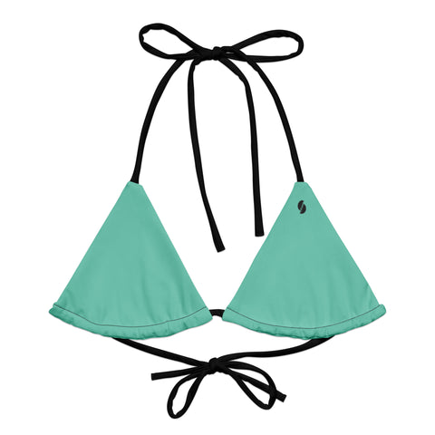 Imma coming beach! string bikini top (Solid Teal & Black)