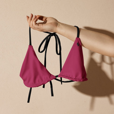 Messy Magenta Maroon Pink string bikini top (solid colour)