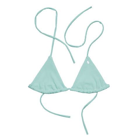 Sunny Hibiscus string bikini top (solid light blue-green)
