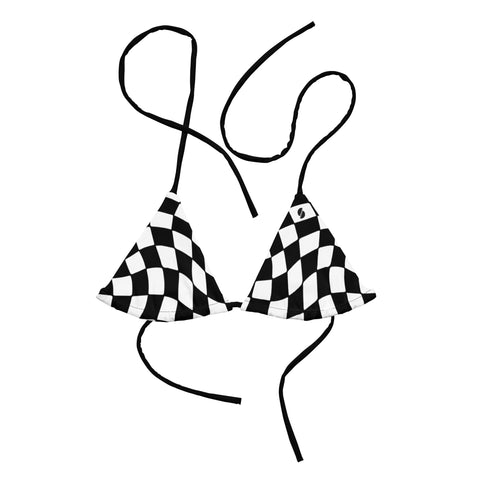 Black & White Checkered Board string bikini top