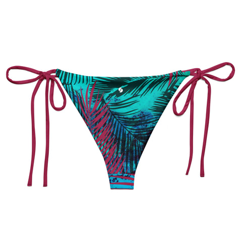 Messy Magenta tropical string bikini bottom
