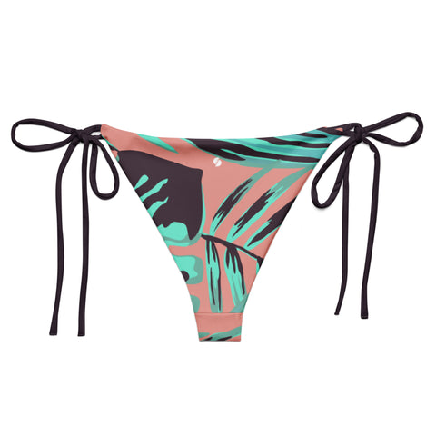 Psychedelic Jungle Mint & Coral string bikini bottom