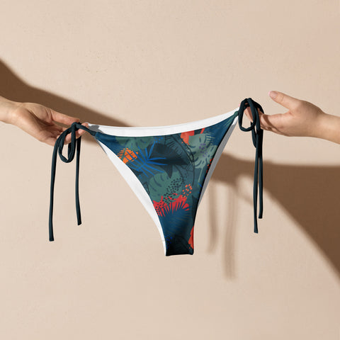 Jungle-print slim string bikini bottom, Quintsoul