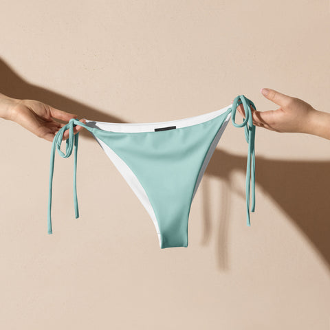 Sunny Hibiscus string bikini bottom (solid light blue-green)