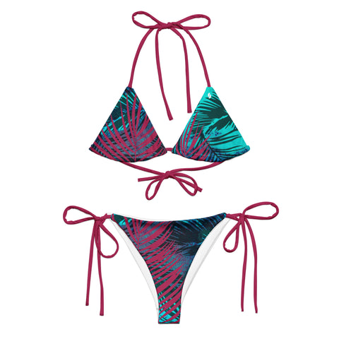 Messy Magenta tropical string bikini set