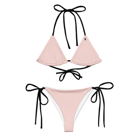 Striped Jungle string bikini set (solid light pink w/black)