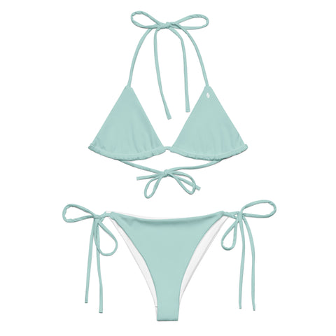 Sunny Hibiscus string bikini set (solid light blue-green)