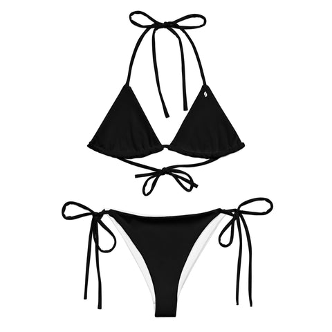 Solid Black string bikini set