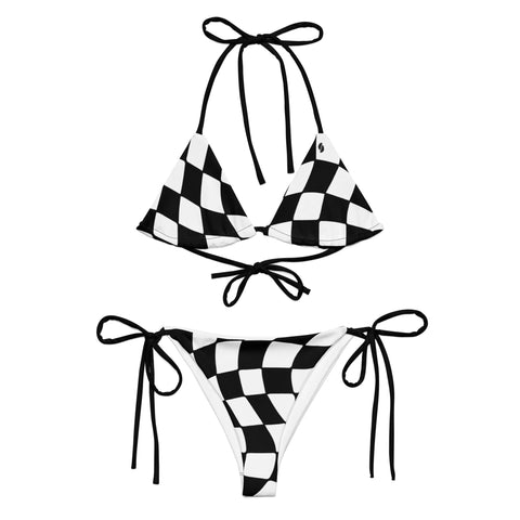 Black & White Checkered Board string bikini set