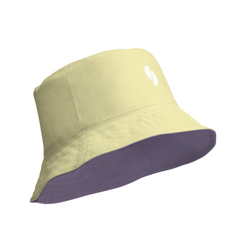 Raisin and yellow reversible bucket hat
