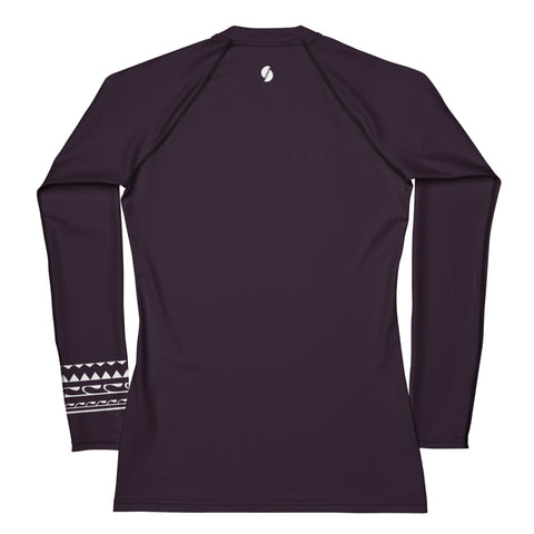 Psychedelic Jungle Mint & Coral long sleeve rash guard swim top (solid purple-black)
