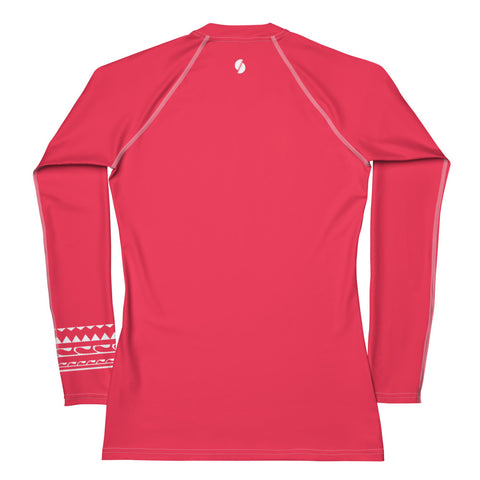 Psychedelic Tiger & Leopard long sleeve rash guard swim top (solid bright pink)