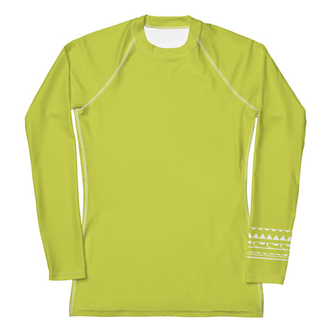 Psychedelic Jungle Neon long sleeve rash guard swim top (solid lime)
