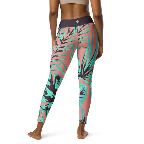 Psychedelic Jungle Mint & Coral leggings