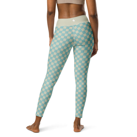 Soft Blue & Cream Checkered Board leggings