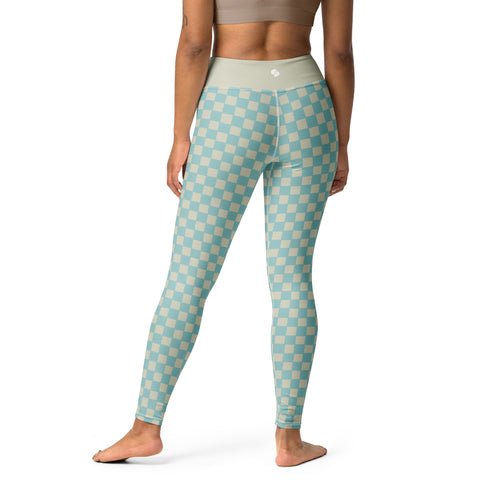 Soft Blue & Cream Checkered Board leggings