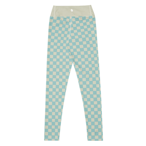 Soft Blue & Cream Checkered Board leggings