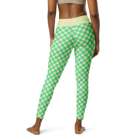 Green & Yellow Checkered Board leggings