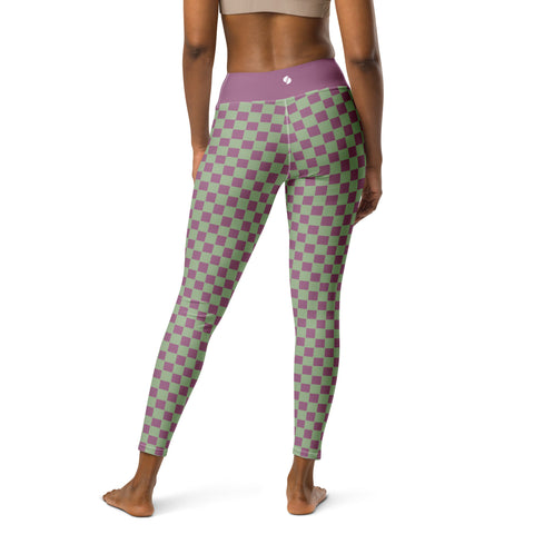 Retro Purple & Green Checkered Board leggings