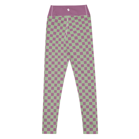 Retro Purple & Green Checkered Board leggings