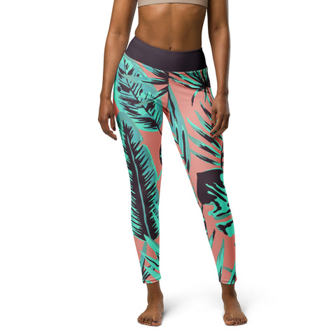 Psychedelic Jungle Mint & Coral leggings