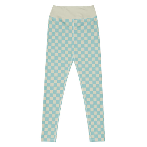 Soft Blue & Cream Checkered Board leggings