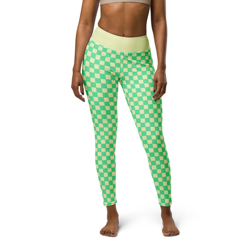 Green & Yellow Checkered Board leggings