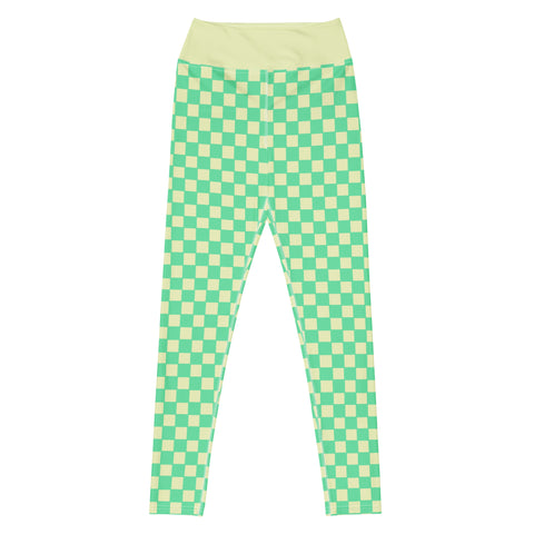 Green & Yellow Checkered Board leggings