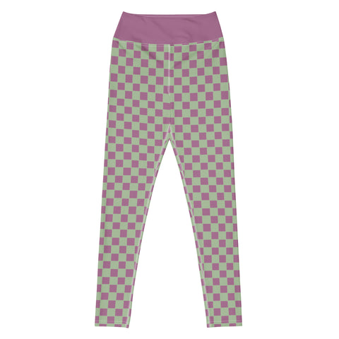 Retro Purple & Green Checkered Board leggings