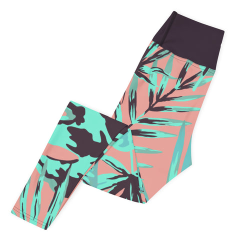 Psychedelic Jungle Mint & Coral leggings