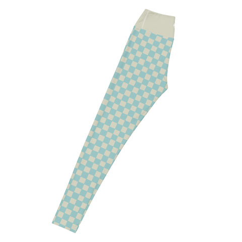 Soft Blue & Cream Checkered Board leggings