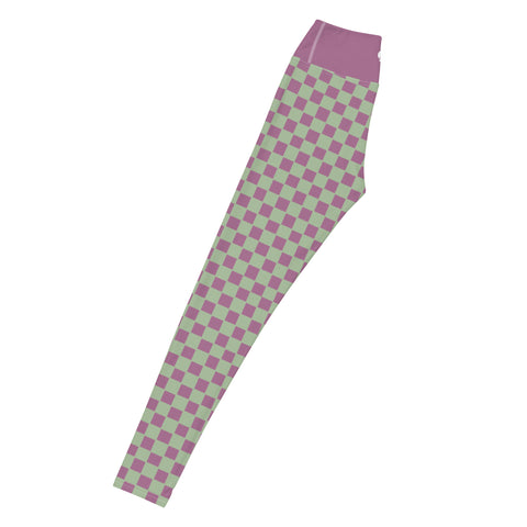 Retro Purple & Green Checkered Board leggings