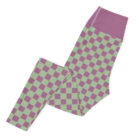 Retro Purple & Green Checkered Board leggings