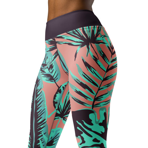 Psychedelic Jungle Mint & Coral leggings