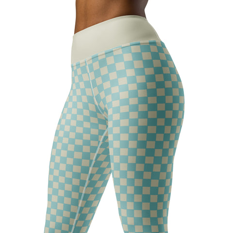 Soft Blue & Cream Checkered Board leggings