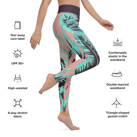 Psychedelic Jungle Mint & Coral leggings