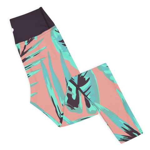 Psychedelic Jungle Mint & Coral leggings