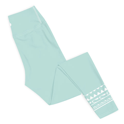 Sunny Hibiscus leggings (solid light blue-green)