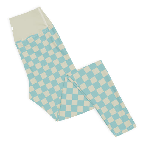 Soft Blue & Cream Checkered Board leggings